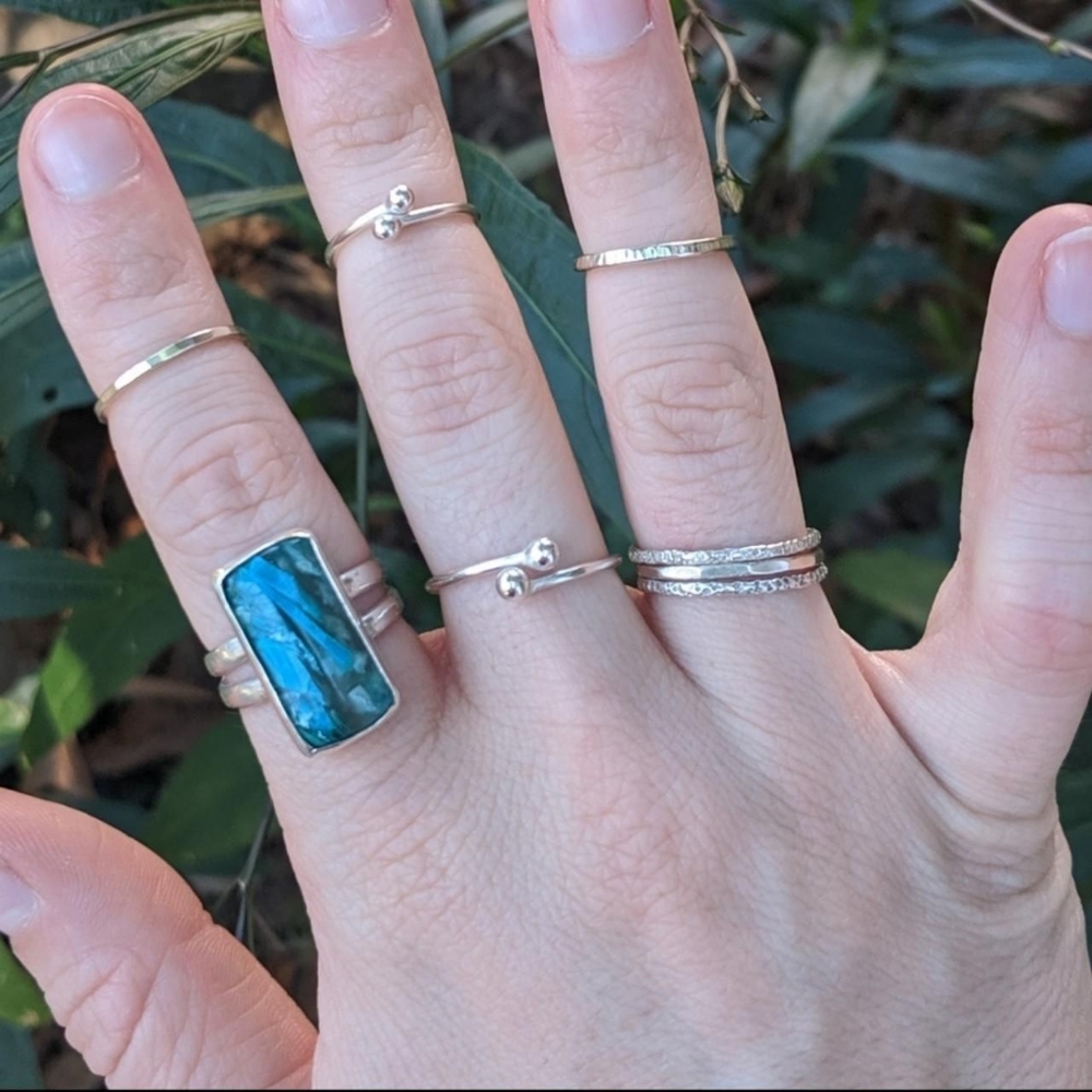 Dainty Handmade Argentium Sterling Silver Stackable Band Ring - Picture 3 of 4